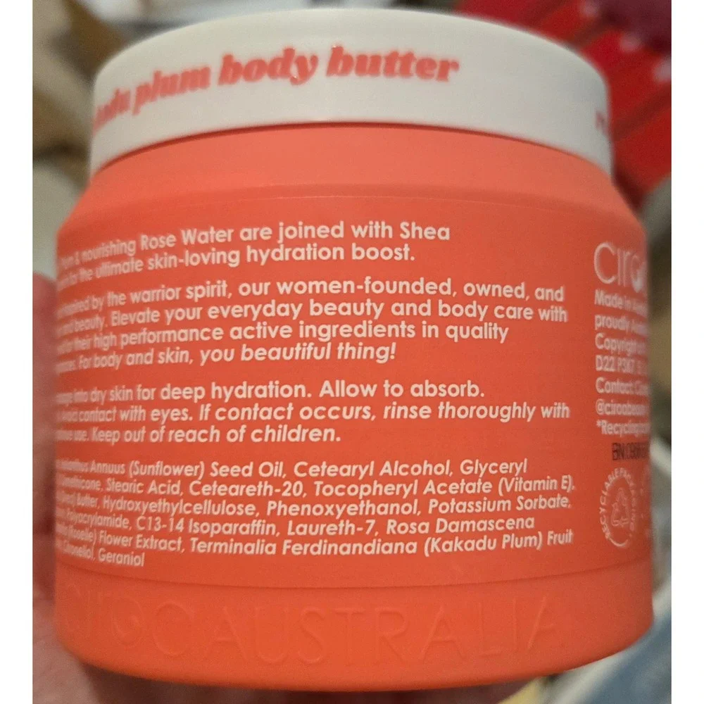 Ciroa Body Butter 8.45oz Unisex Rose Water Kakadu Plum Moisturizer
